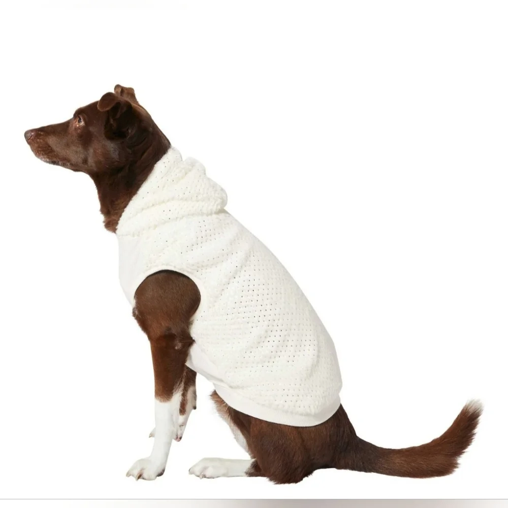 NWT FRISCO Plush Fur Dog Hoodie Ivory White with Gold Specks size X-Large